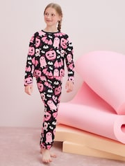 Black/Pink Halloween Glow in The Dark 100% Cotton Pyjamas (3-16yrs) - Image 2 of 7