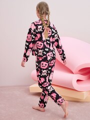 Black/Pink Halloween Glow in The Dark 100% Cotton Pyjamas (3-16yrs) - Image 3 of 7