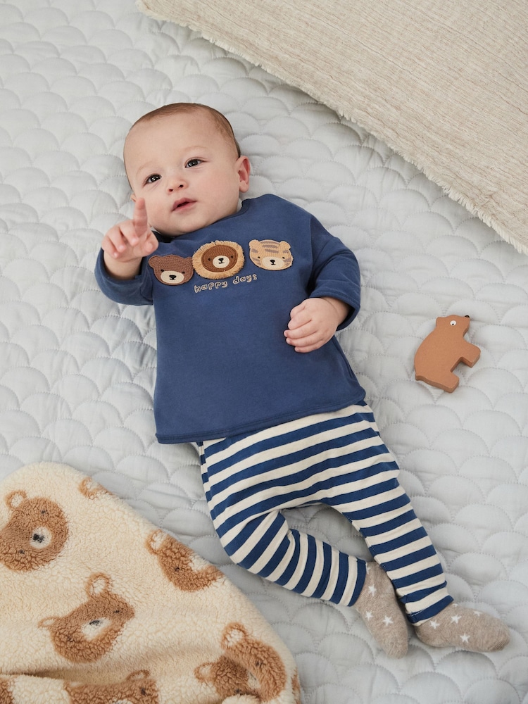 Navy Stripe Baby Top And Leggings Set - Image 1 of 1