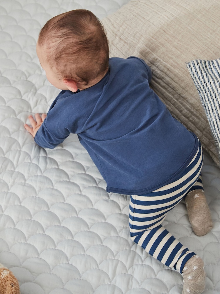 Navy Stripe Baby Top And Leggings Set - Image 2 of 14