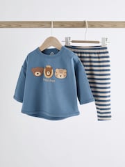 Navy Stripe Baby Top And Leggings Set - Image 4 of 14