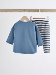 Navy Stripe Baby Top And Leggings Set - Image 5 of 14