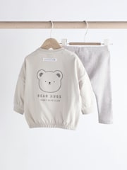 Grey Bear Baby 100% Cotton Sweatshirt And Leggings Set 2 Piece - Image 4 of 14