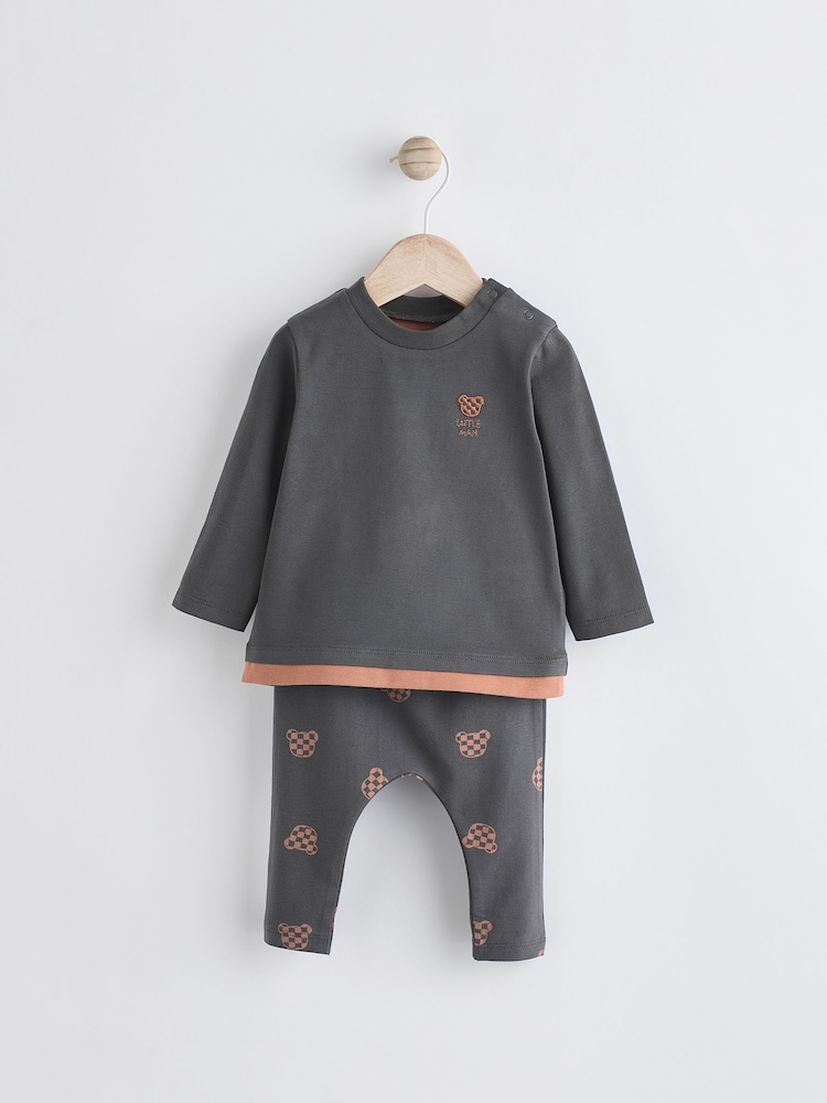 Black/Brown Baby Top And Leggings Set - Image 1 of 11