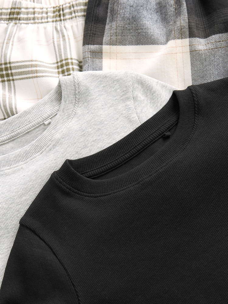 Black/Grey Woven Check Pyjamas 2 Pack (3-16yrs) - Image 9 of 10