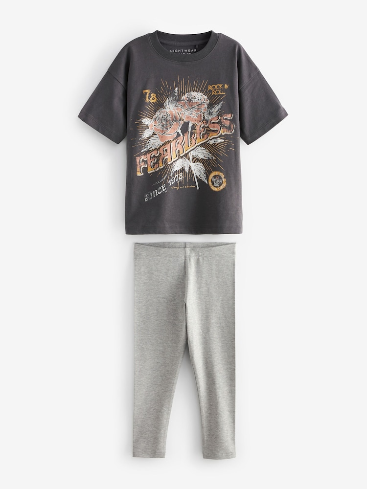 Noir/Ecru - 3 Lot 100% Coton Leggings Pyjamas (3-16ans) - Image 7 of 11