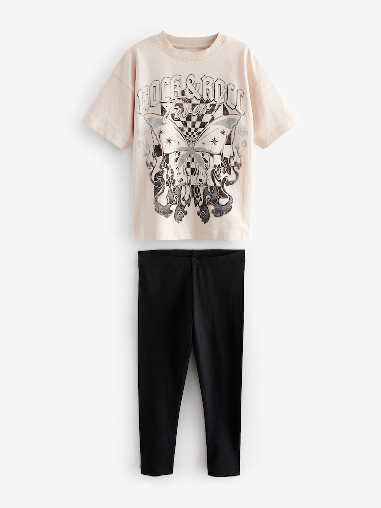 Noir/Ecru - 3 Lot 100% Coton Leggings Pyjamas (3-16ans) - Image 9 of 11