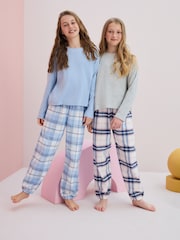 Bleu/Gris - Lot de 2 pyjamas à carreaux tissés (3-16 ans) - Image 1 de 3