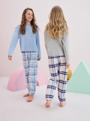 Bleu/Gris - Lot de 2 pyjamas à carreaux tissés (3-16 ans) - Image 2 de 3