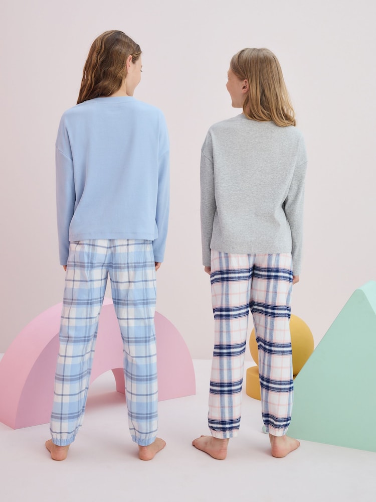 Bleu/Gris - Lot de 2 pyjamas à carreaux tissés (3-16 ans) - Image 3 de 3