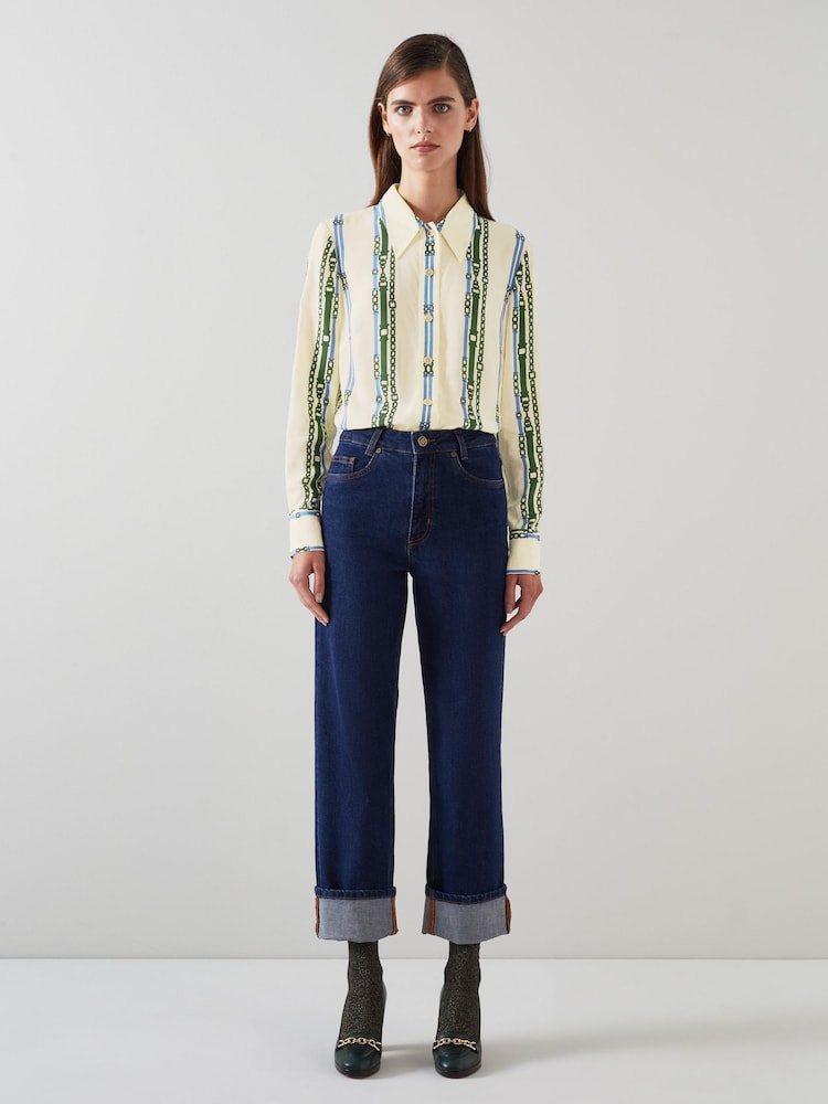 LK Bennett Hardy Belt Print Viscose-Silk Blend Shirt - Image 1 of 4