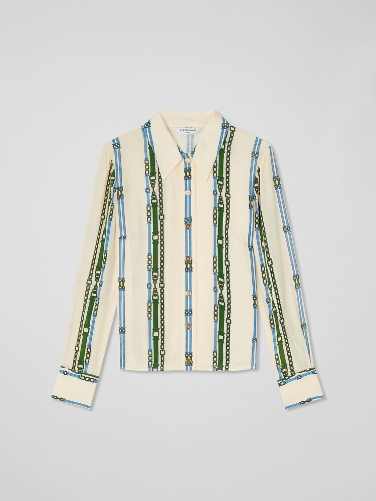 LK Bennett Hardy Belt Print Viscose-Silk Blend Shirt - Image 4 of 4