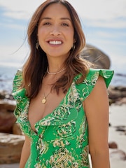 Myleene Klass Plunge Frill Tummy Shaping Control Swimsuit - Image 5 of 8