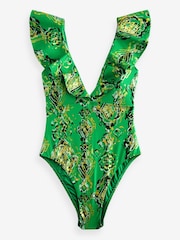 Myleene Klass Plunge Frill Tummy Shaping Control Swimsuit - Image 6 of 8