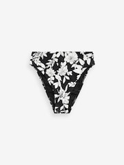 Myleene Klass Black/Cream Floral High Waist Ruched Side High Leg Bikini Bottoms - Image 7 of 7