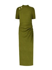Ro&Zo Green Ribbed Button Detail Split Front Dress - Image 3 of 4