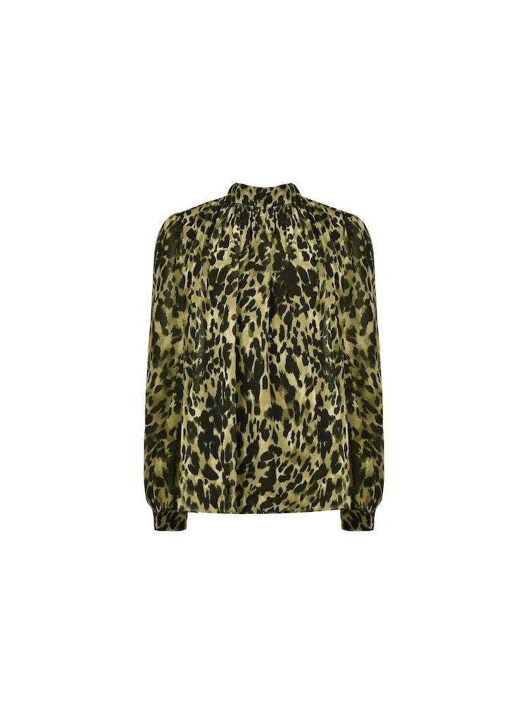Ro&Zo Green Soft Leopard Print Tie Cuff Blouse - Image 5 of 5