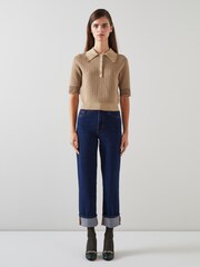 LK Bennett Camel Brown Chain Knit Rosey Top - Image 1 of 4