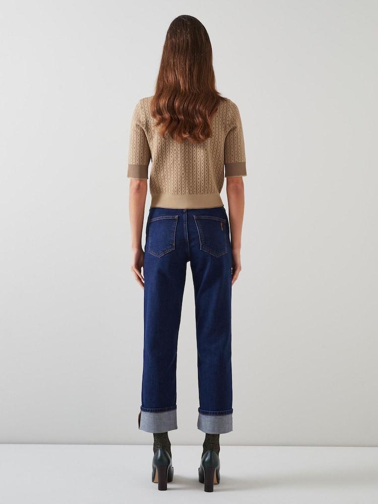 LK Bennett Camel Brown Chain Knit Rosey Top - Image 2 of 4