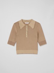 LK Bennett Camel Brown Chain Knit Rosey Top - Image 4 of 4