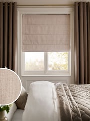Natural Ready Made Matte Chenille Blackout Roman Blind - Image 1 of 8