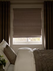 Natural Ready Made Matte Chenille Blackout Roman Blind - Image 3 of 8