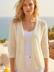 Roman White Petite Textured Cardigan - Image 3 of 4