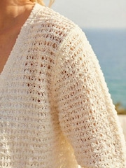 Roman White Petite Textured Cardigan - Image 4 of 4