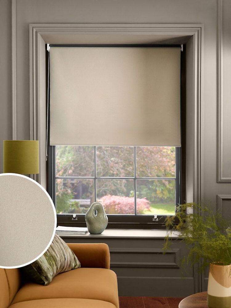 Natural Ready Made Brushed Blackout Roller Blind - Image 1 of 8