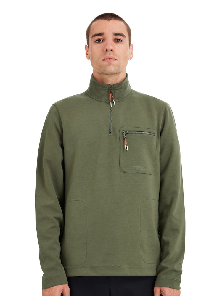 Зеленый - Sealskinz Bunwell Water Repellent Quarter Zip Funnel Neck Sweatshirt - Изображение 1 из 6