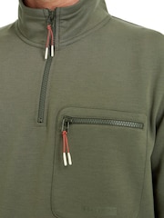 Зеленый - Sealskinz Bunwell Water Repellent Quarter Zip Funnel Neck Sweatshirt - Изображение 5 из 6