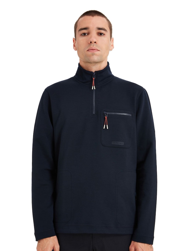 Синий - Sealskinz Bunwell Water Repellent Quarter Zip Funnel Neck Sweatshirt - Изображение 1 из 6