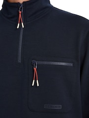 Синий - Sealskinz Bunwell Water Repellent Quarter Zip Funnel Neck Sweatshirt - Изображение 5 из 6