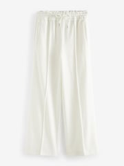 White Textured Elasticated Wide Leg Trousers - Image 6 of 7