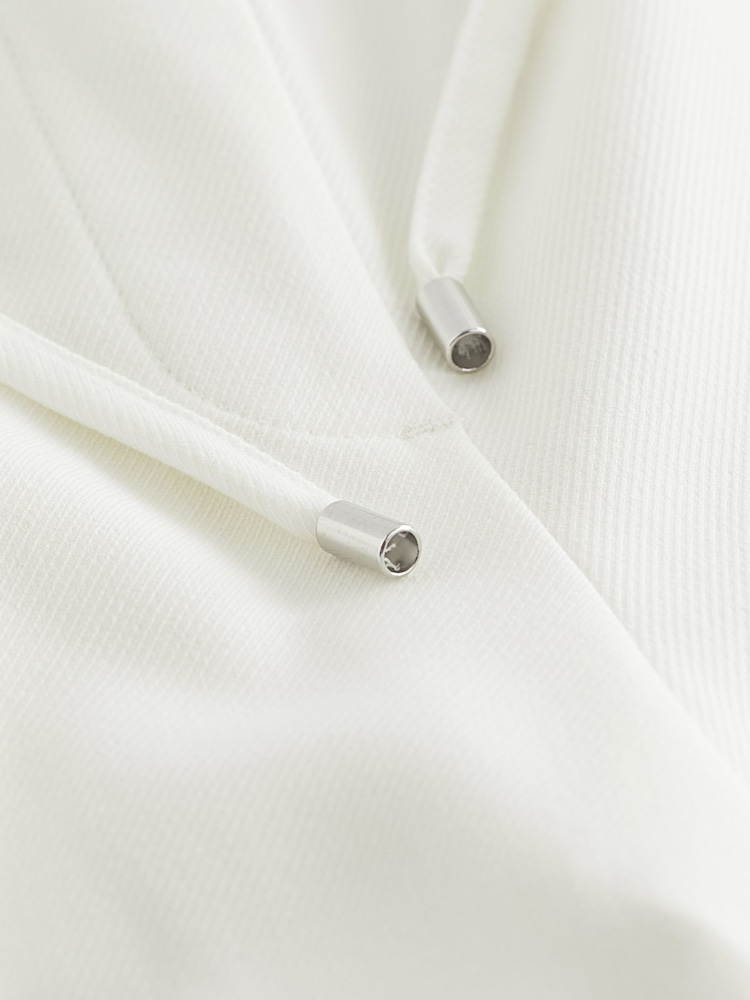 White Textured Elasticated Wide Leg Trousers - Image 7 of 7