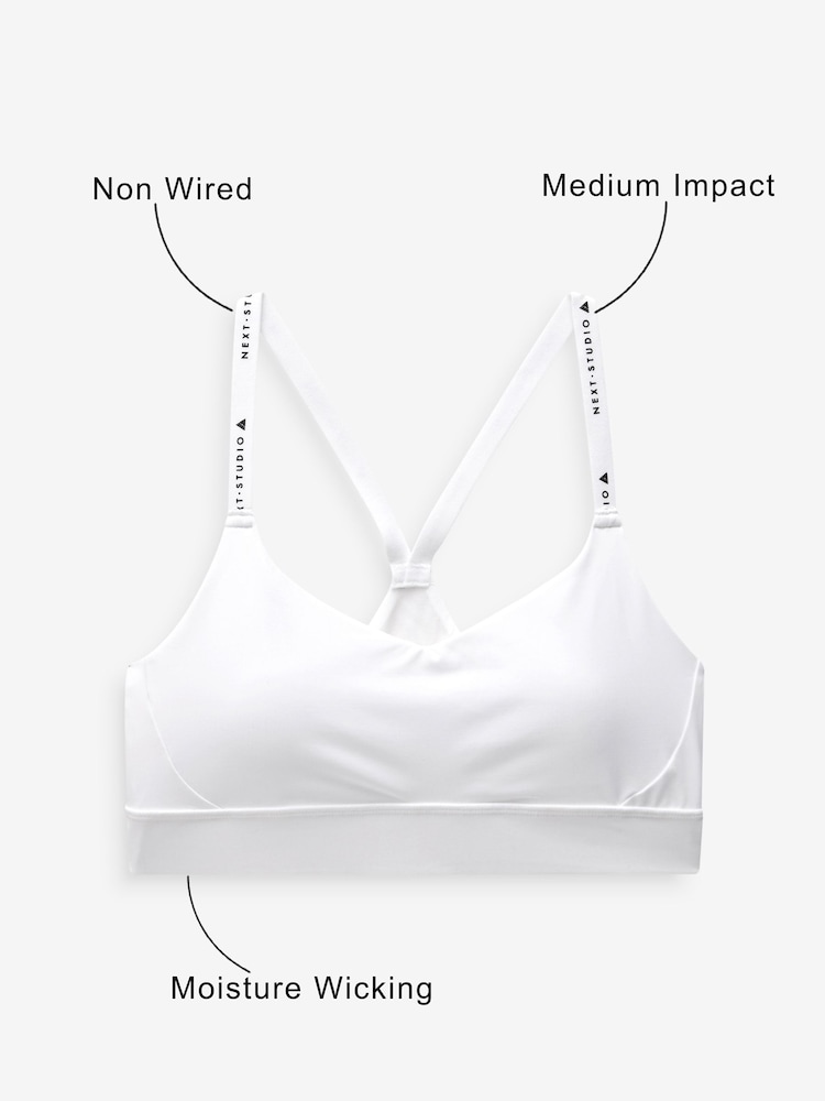 Белый - со средней поддержкой Run Crop Sports Bra - Изображение 10 из 10