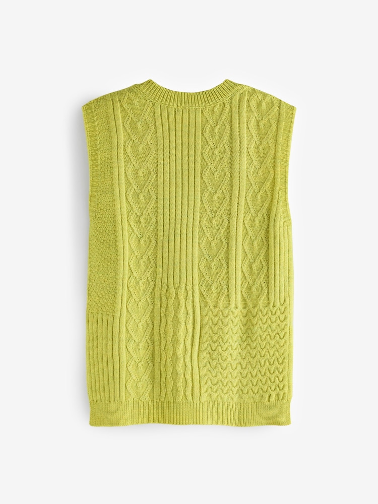 Lime Green Knit Heart Patchwork Tank Top - Image 2 of 3