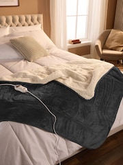 Slumberdown Grey Cosy And Snug Sherpa Fleece Heated Throw - Image 1 of 8