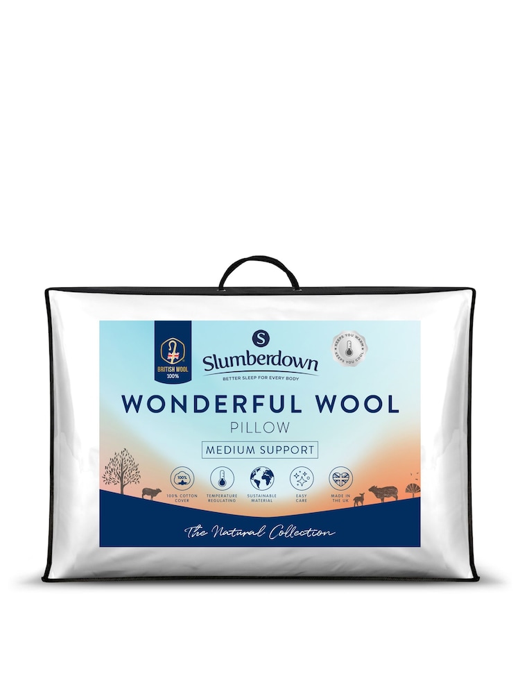 Slumberdown Naturally Temperature Regulating Wool Medium Back Sleeper White Pillow - Image 7 of 7 Slumberdown Naturally Temperature Regulating Wool Medium Back Sleeper White Pillow - Image 7 of 7
