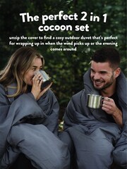 Slumberdown Green Unwind Outside Outdoor 2 in 1 Blanket Cushion - Image 5 of 9