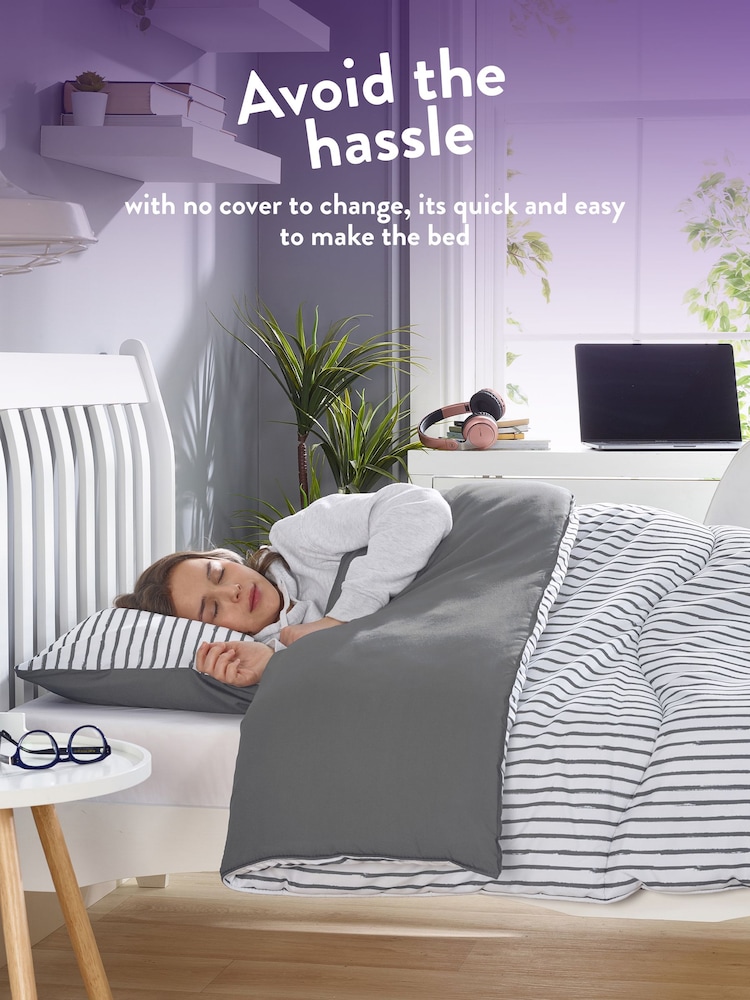 Slumberdown Coverless Comfort Printed Grey Stripe Duvet - Image 2 of 8