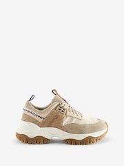 White Stuff Grey Chunky Suede Mix Trainers - Image 1 of 3
