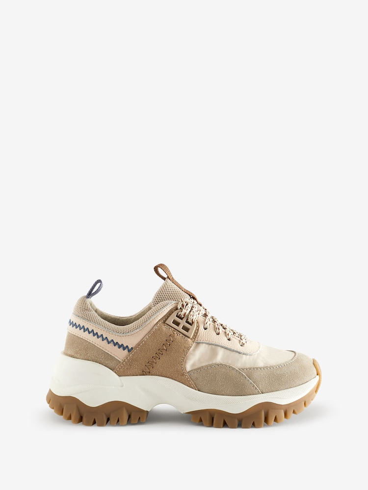 White Stuff Grey Chunky Suede Mix Trainers - Image 1 of 3