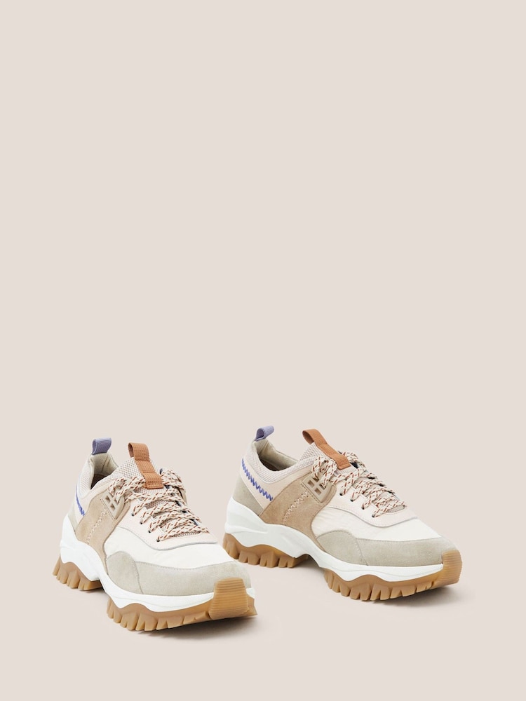 White Stuff Grey Chunky Suede Mix Trainers - Image 2 of 3