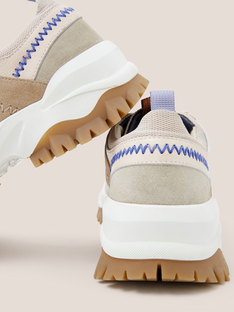 White Stuff Grey Chunky Suede Mix Trainers - Image 3 of 3