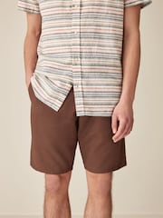 Brown Linen Viscose Shorts - Image 1 of 10