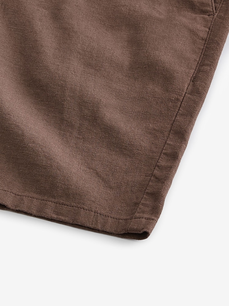 Brown Linen Viscose Shorts - Image 10 of 10