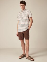 Brown Linen Viscose Shorts - Image 2 of 10