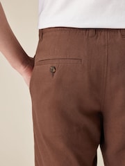 Brown Linen Viscose Shorts - Image 4 of 10