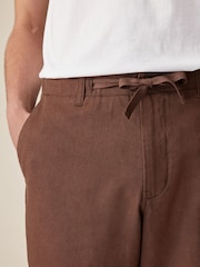 Brown Linen Viscose Shorts - Image 5 of 10